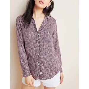 GRAYSON Womens The Hero Button Up Shirt Size 4/L Ditzy Floral Cotton Daisy Top